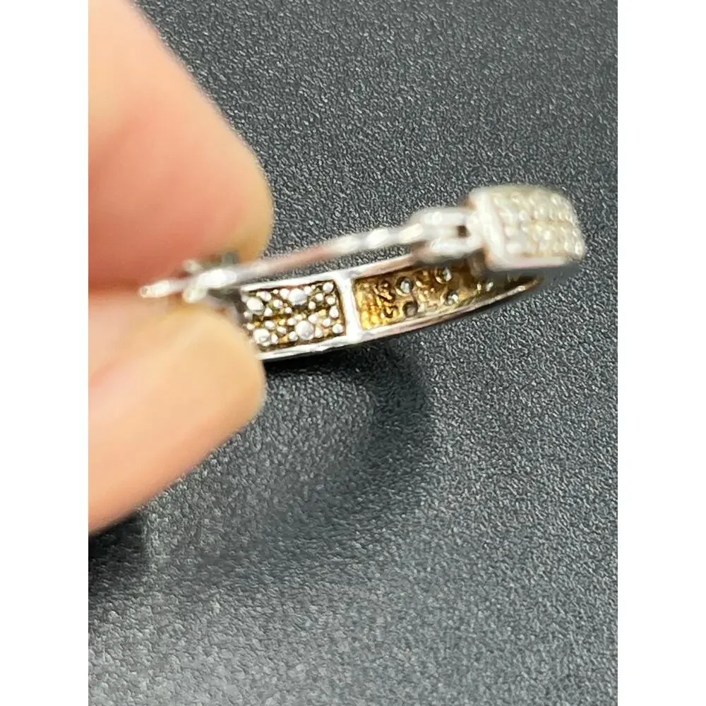 DBJ Dee Berkley 925 Sterling Silver Genuine Cut Diamond‎ In & Out Hoop Earrings